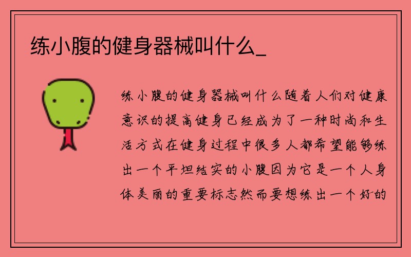 练小腹的健身器械叫什么_