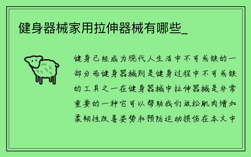 健身器械家用拉伸器械有哪些_