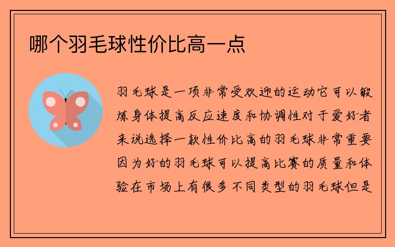 哪个羽毛球性价比高一点