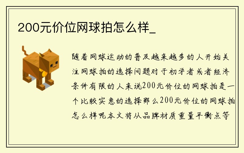 200元价位网球拍怎么样_