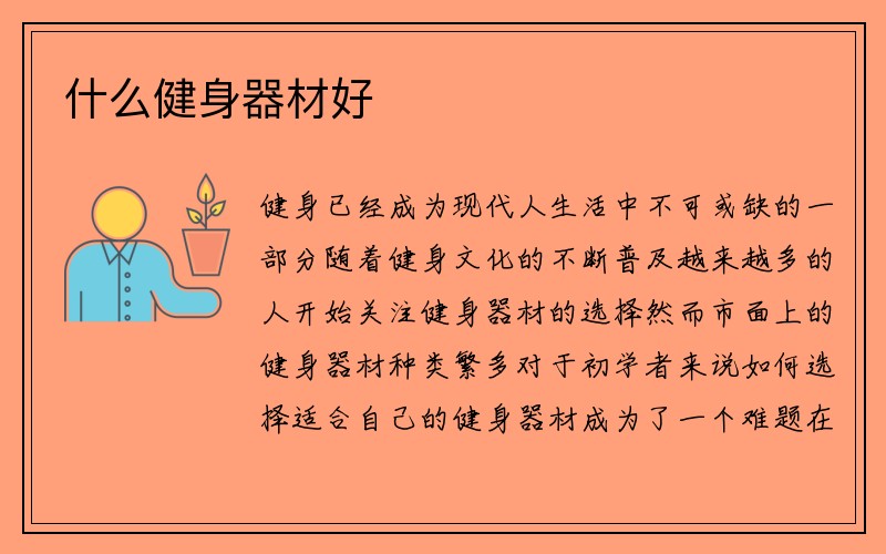 什么健身器材好